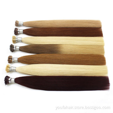 Wholesale 100% Virgin Remy European I Tip Hair Indian Double Drawn Raw Remy Cuticle Aligned Ombre Honey Human Hair Extension